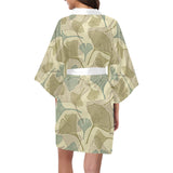 Ginkgo leaves design pattern Women's Short Kimono Robe