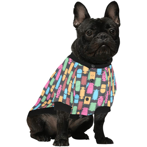 Skate Board Pattern Print Design 02 All Over Print Pet Dog Round Neck Fuzzy Shirt
