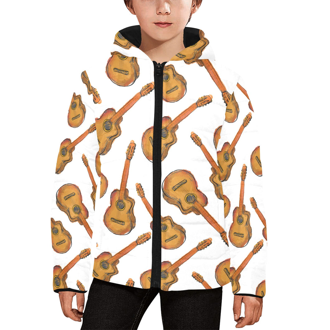 Paint Guitar Pattern Kids' Boys' Girls' Padded Hooded Jacket