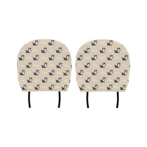 Cute Siberian Husky Car Headrest Cover