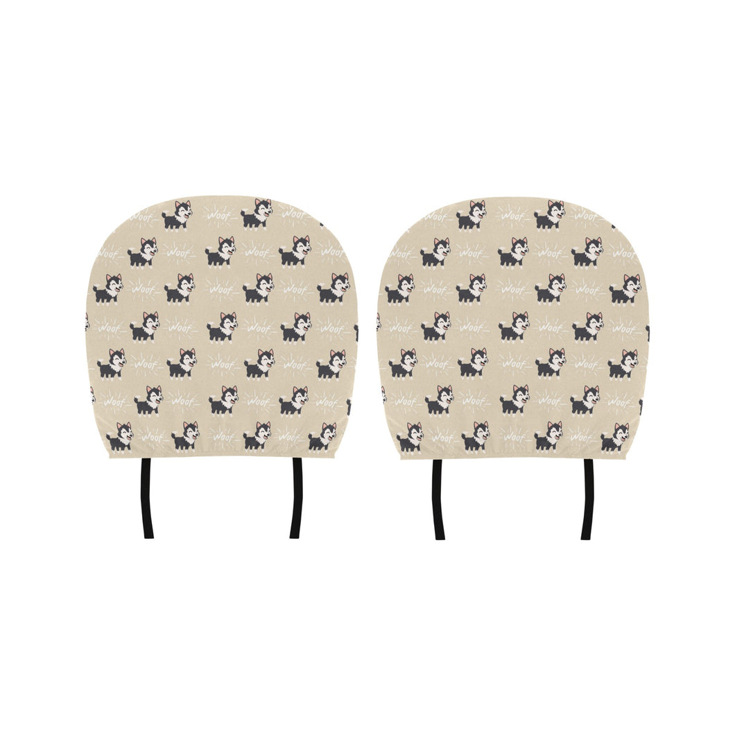 Cute Siberian Husky Car Headrest Cover