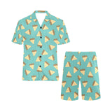Sandwich Pattern Print Design 03 Men's V-Neck Short Pajama Set