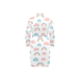 Cute rainbow clound pattern Men's Long Sleeve Belted Night Robe