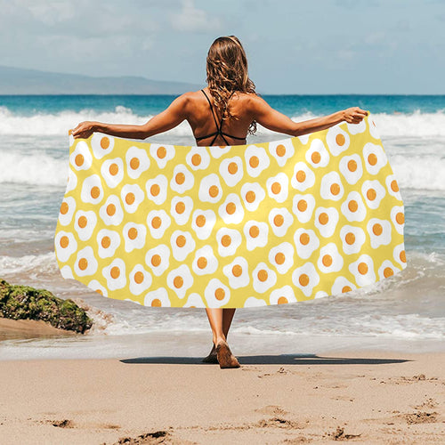 Fried Eggs Pattern Print Design 05 Beach Towel