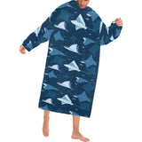 Stingray Pattern Print Design 04 Blanket Robe with Sleeves