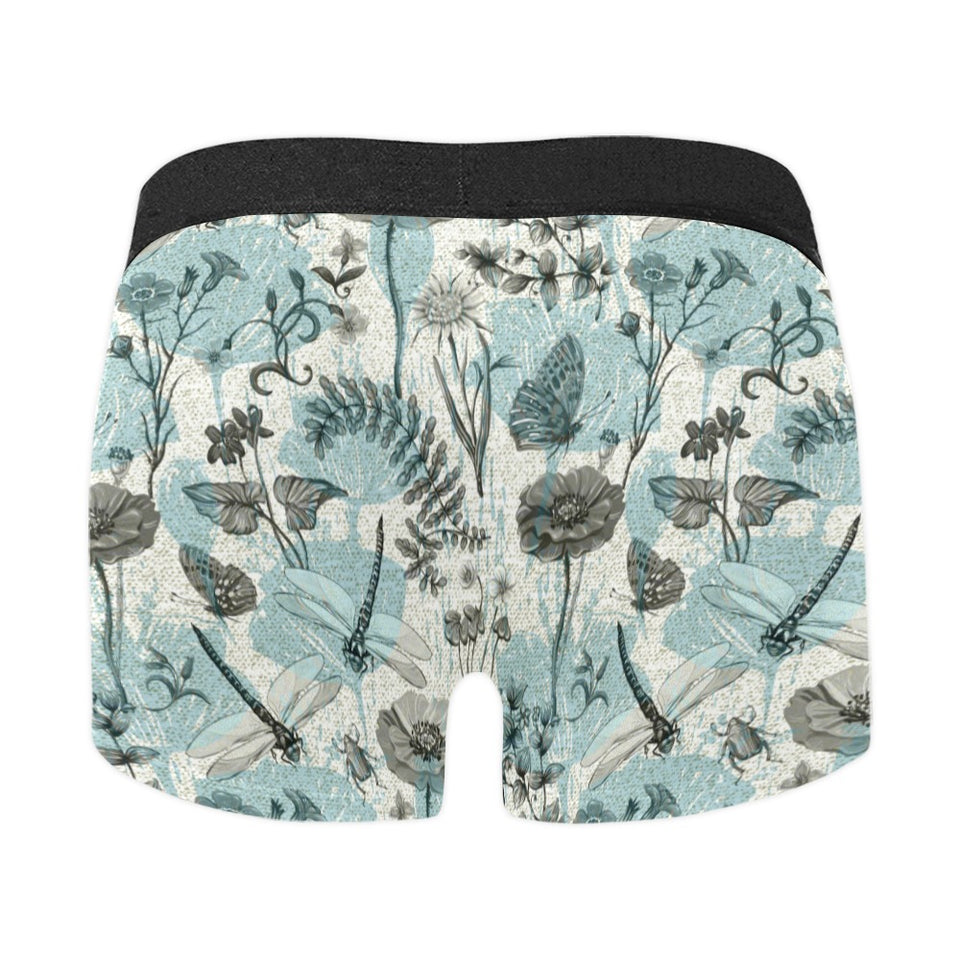 Dragonfly Butterfly Plants insect flower vintage s Men's All Over Print Boxer Briefs Men's Underwear