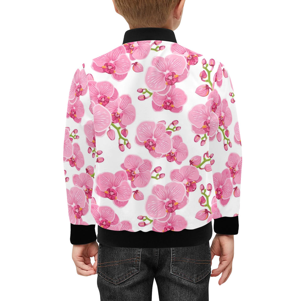pink purple orchid pattern background Kids' Boys' Girls' Bomber Jacket
