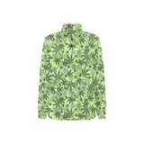 Canabis Marijuana Weed Pattern Print Design 01 Women's Long Sleeve Polo Shirt