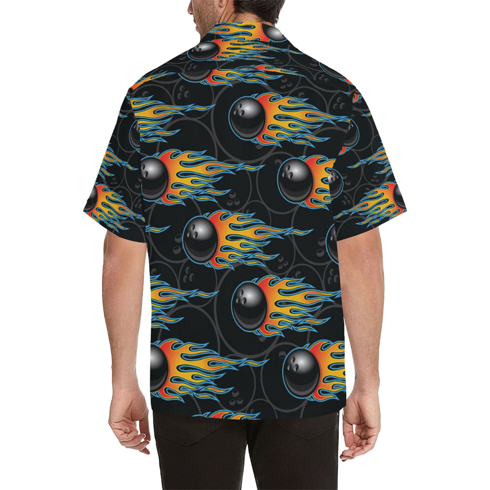 Bowling balls flame pattern Men's All Over Print Hawaiian Shirt