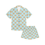 Pretzels Pattern Print Design 03 Kids' Boys' Girls' V-Neck Short Pajama Set