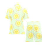 slice of lemon pattern Men's V-Neck Short Pajama Set