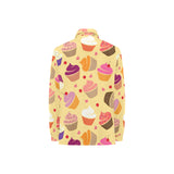 cake cupcake heart cherry pattern Women's Long Sleeve Polo Shirt