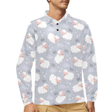 Sweet dreams sheep pattern Men's Long Sleeve Polo Shirt