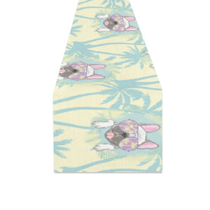 French bulldog hawaii blackground Table Runner
