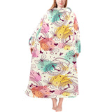 Clock butterfly pattern Blanket Robe with Sleeves