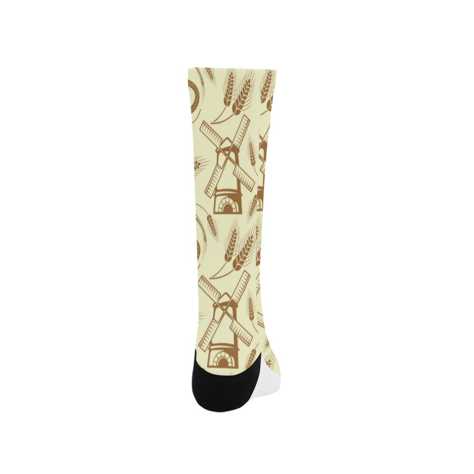 Windmill Wheat pattern Crew Socks