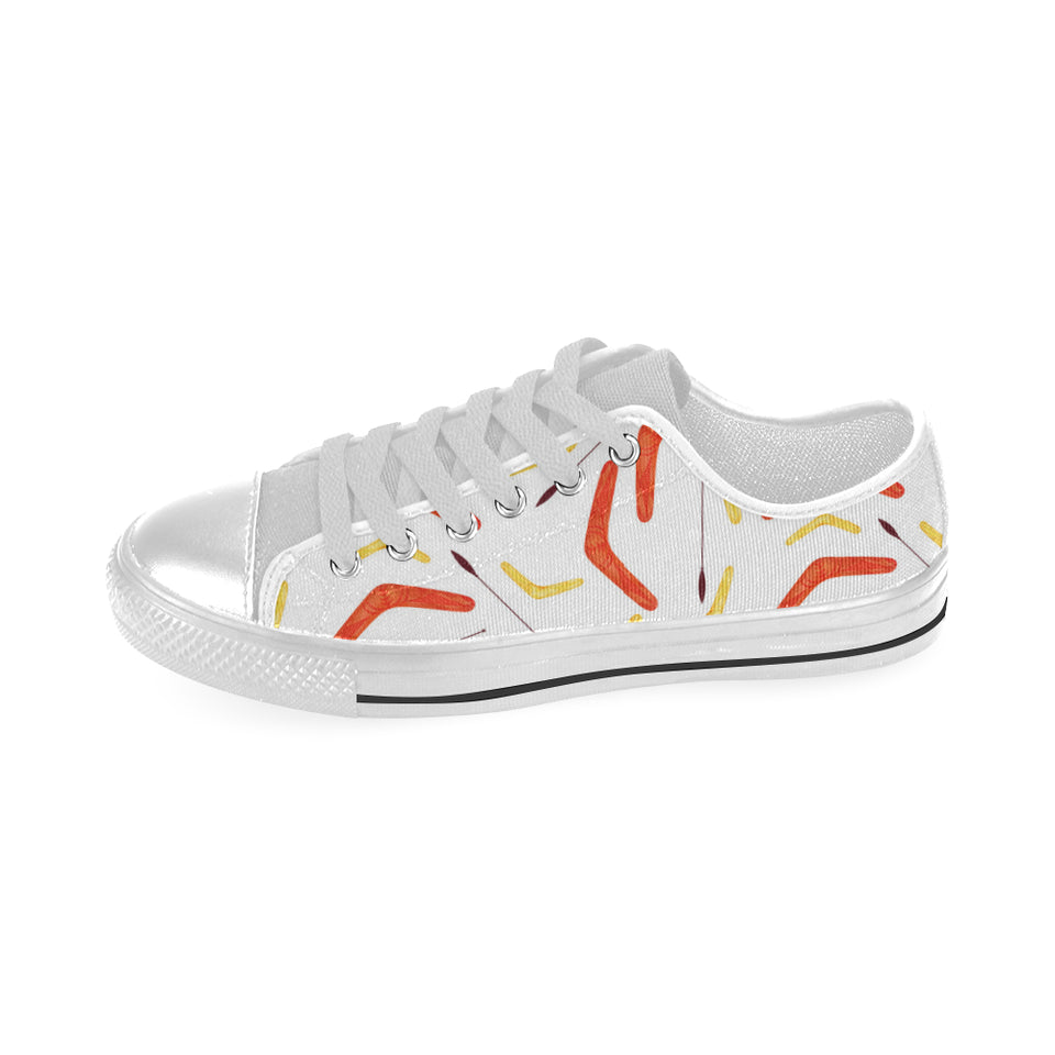 Waterclor boomerang Australian aboriginal ornament Men's Low Top Shoes White