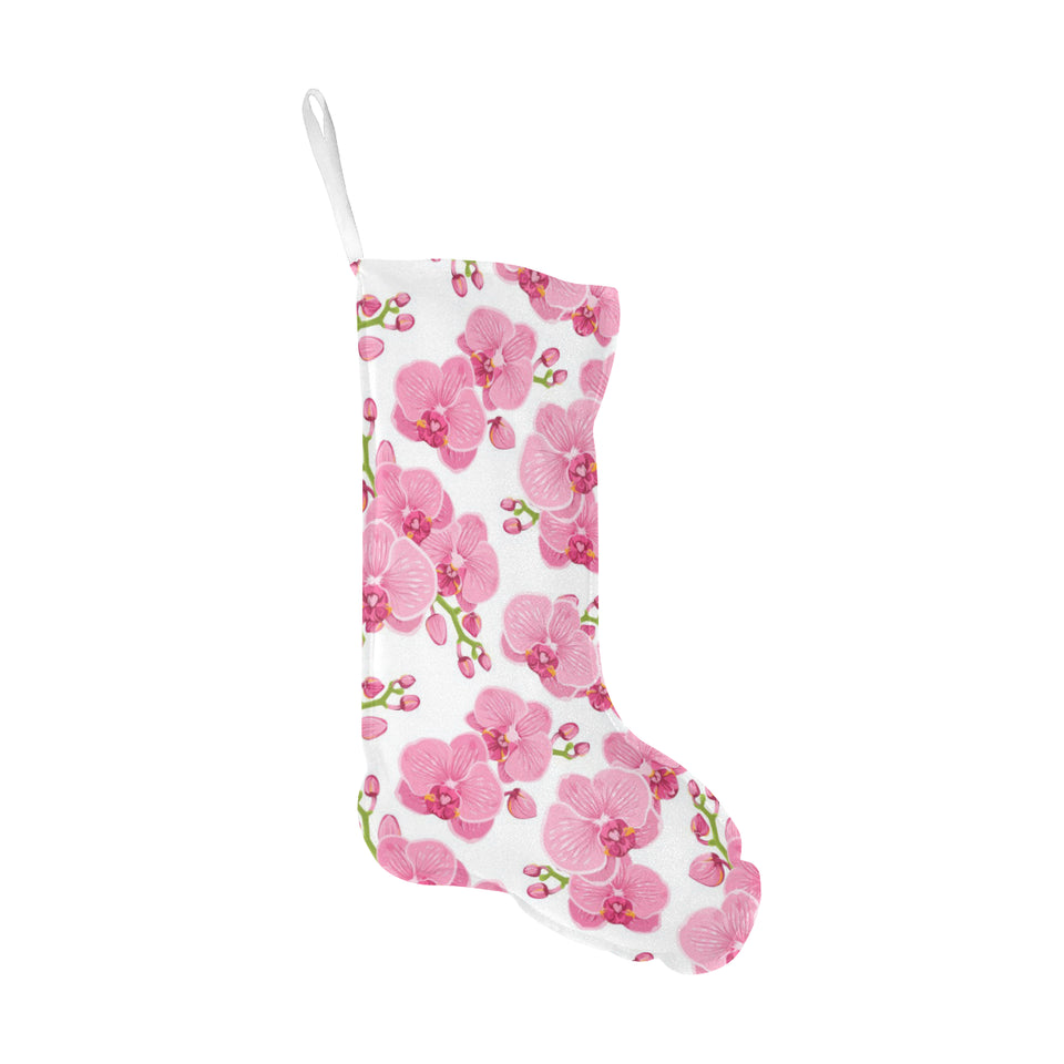 pink purple orchid pattern background Christmas Stocking