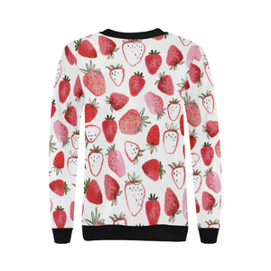 watercolor hand drawn beautiful strawberry pattern Women's Crew Neck Sweatshirt