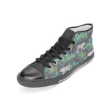 white bengal tigers tropical plant Women's High Top Canvas Shoes Black