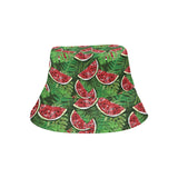 Watermelons tropical palm leaves pattern backgroun Unisex Bucket Hat
