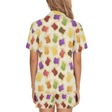 Bread Toast Pattern Print Design 02 Women's V-Neck Short Pajama Set