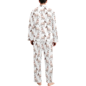Bull Terrier Pattern Print Design 04 Men's Long Pajama Set
