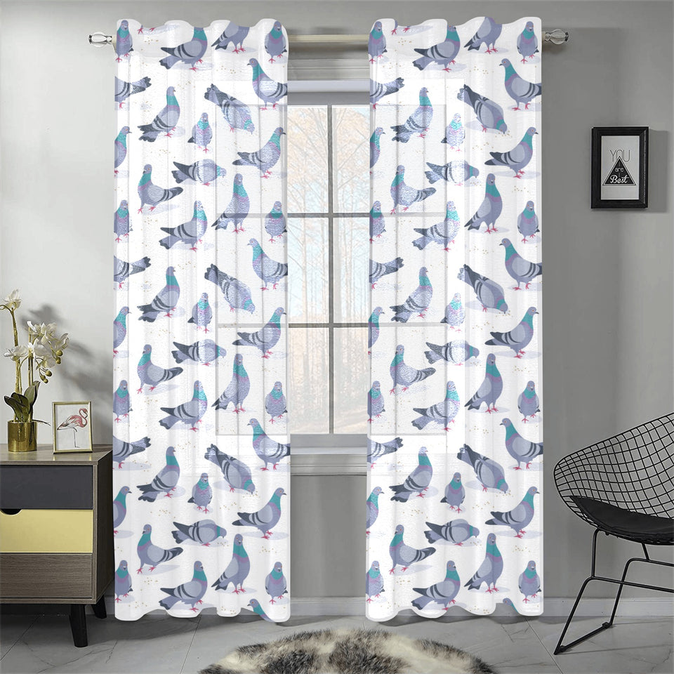 Pigeon Pattern Print Design 03 Gauze Curtain