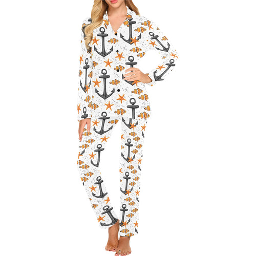 Clown Fish Pattern Print Design 02 Women's Long Pajama Set