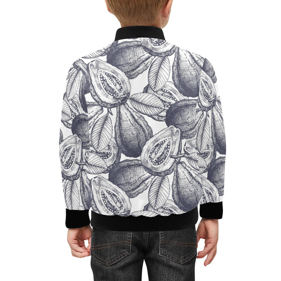 Guava tropical hand drawn pattern Kids' Boys' Girls' Bomber Jacket