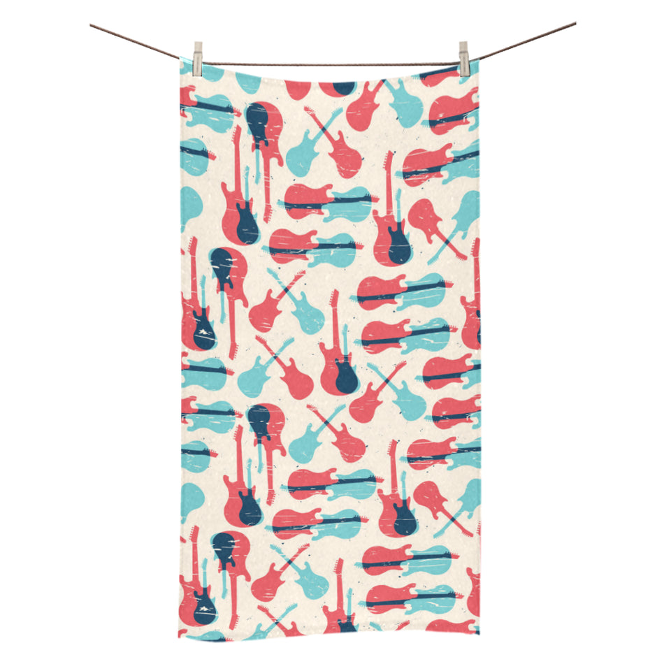 Red Blue guitar pattern Bath Towel