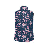 Pink sakura cherry blossom blue background Women's Padded Vest