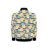 Pineapples pattern striped background Kids' Boys' Girls' Bomber Jacket