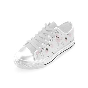 Poodle dog rose cake pattern Men's Low Top Shoes White