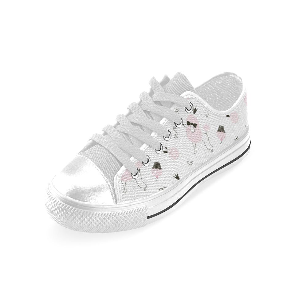 Poodle dog rose cake pattern Men's Low Top Shoes White