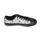 cute mermaid dolphin fish starfish pattern Men's Low Top Canvas Shoes Black