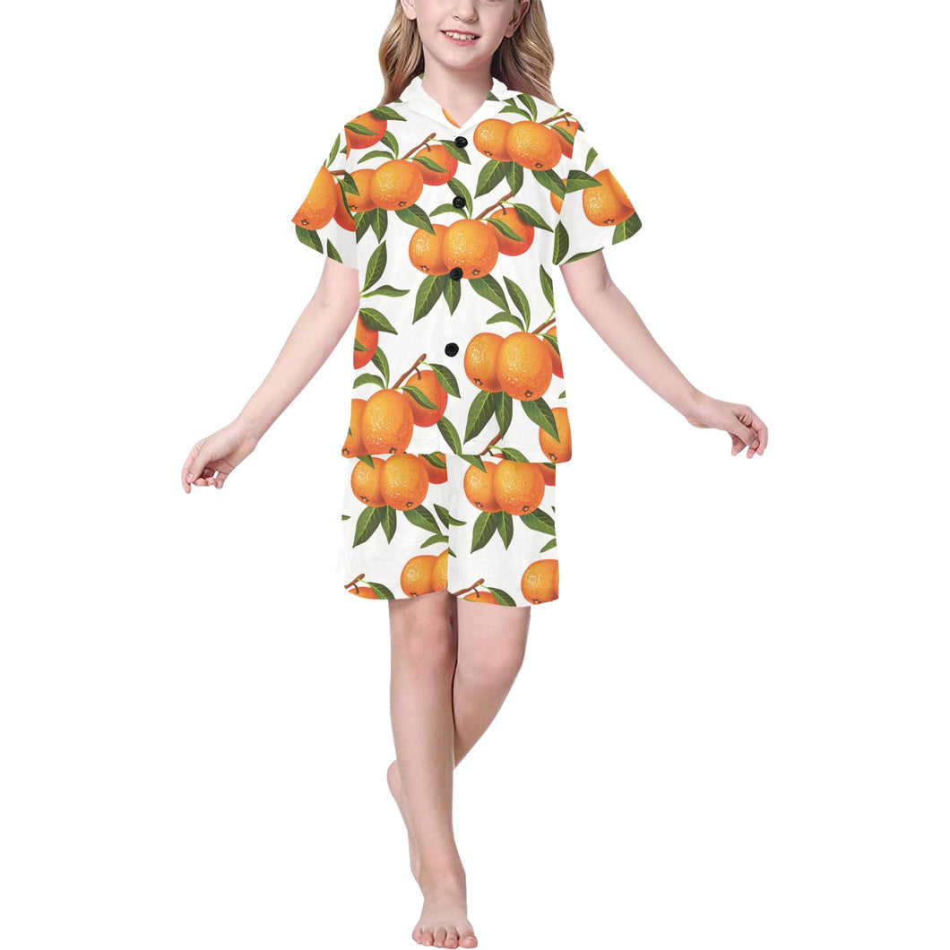 Oranges pattern background Kids' Boys' Girls' V-Neck Short Pajama Set