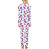 Purple seahorse blue coral pattern Women's All Over Print Pajama Set