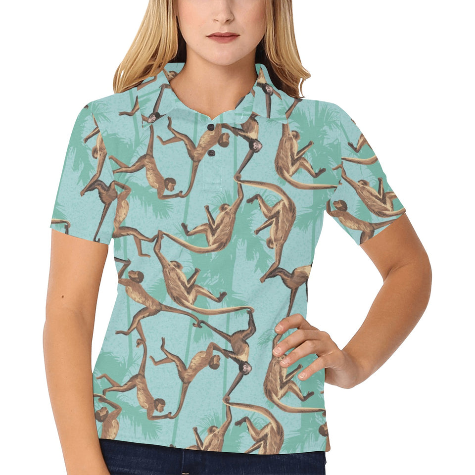 Monkey Palm tree background Women's All Over Print Polo Shirt