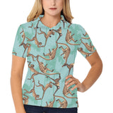 Monkey Palm tree background Women's All Over Print Polo Shirt