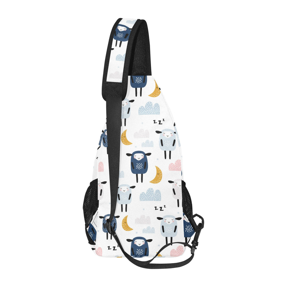 Cute sleeping sheep moon cloud pattern All Over Print Chest Bag