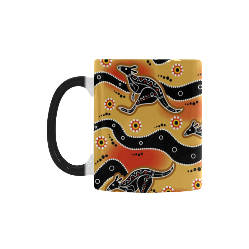 Kangaroo Australian aboriginal art pattern Morphing Mug Heat Changing Mug