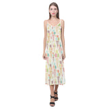 Ice cream cone pattern V-Neck Open Fork Long Dress