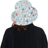 Bowling ball bowling pins blue blackground Unisex Bucket Hat