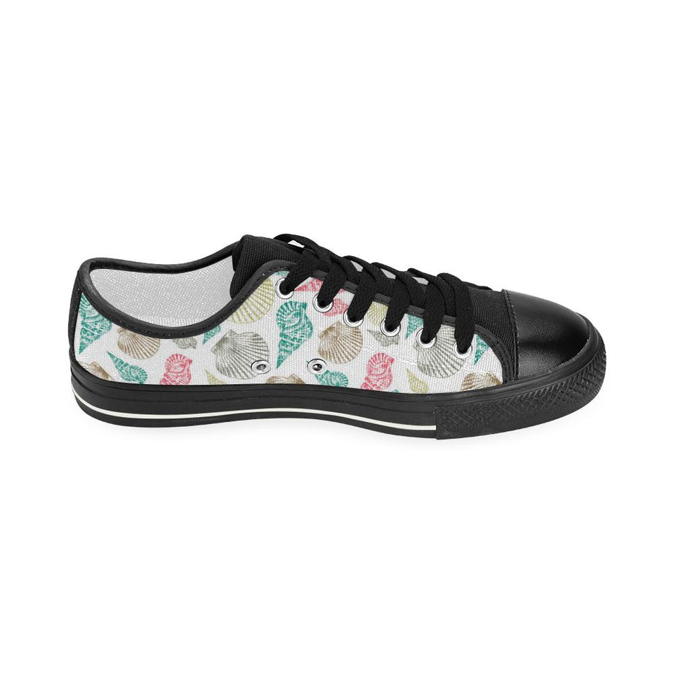 Colorful shell pattern Kids' Boys' Girls' Low Top Canvas Shoes Black