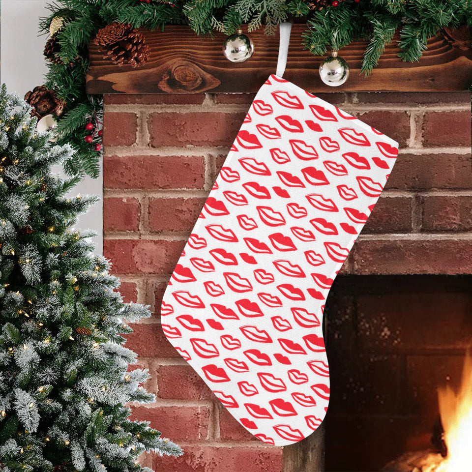 Lips Pattern Print Design 05 Christmas Stocking