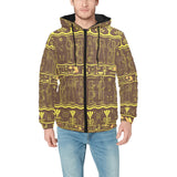 Egypt Hieroglyphics Pattern Print Design 03 Men's Padded Hooded Jacket