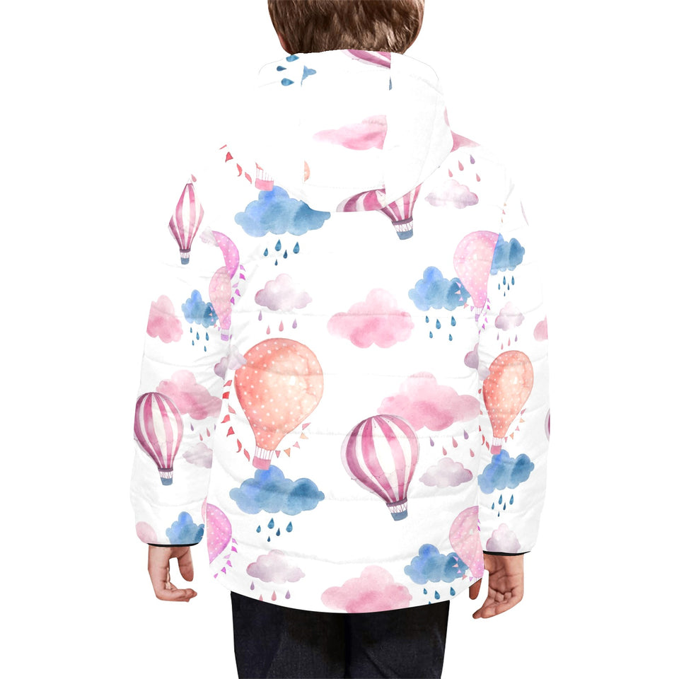 Watercolor air balloon cloud pattern Kids' Boys' Girls' Padded Hooded Jacket