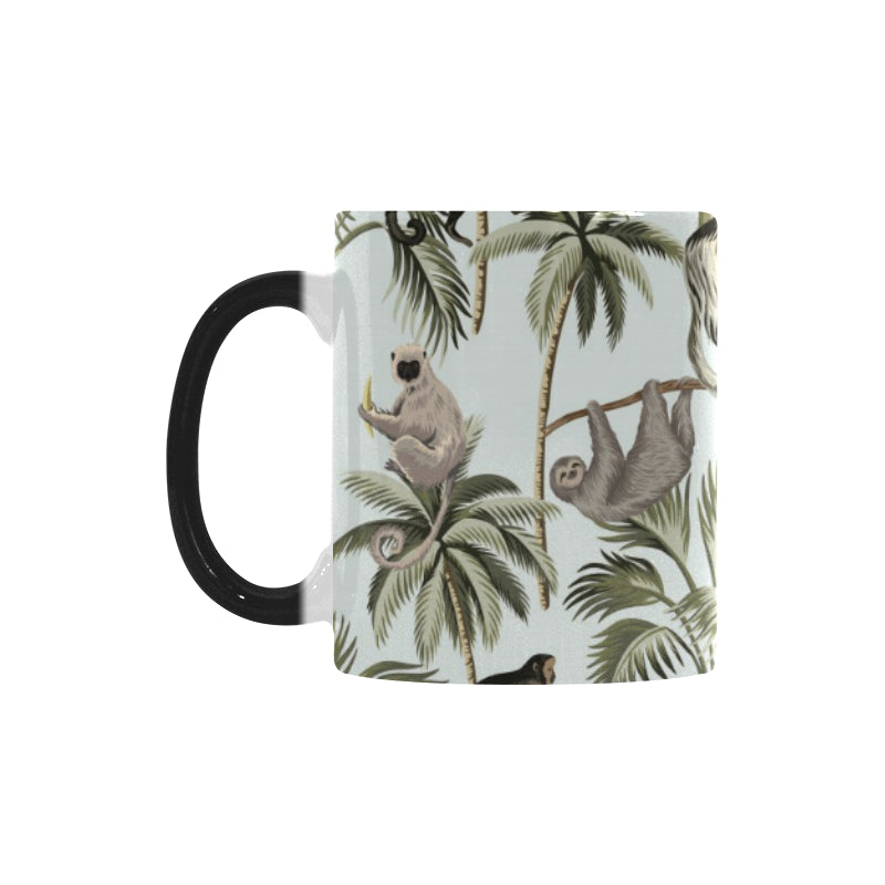 Monkey sloth lemur palm trees pattern Morphing Mug Heat Changing Mug