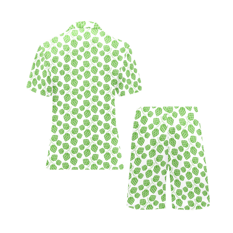 Hop pattern background Men's V-Neck Short Pajama Set